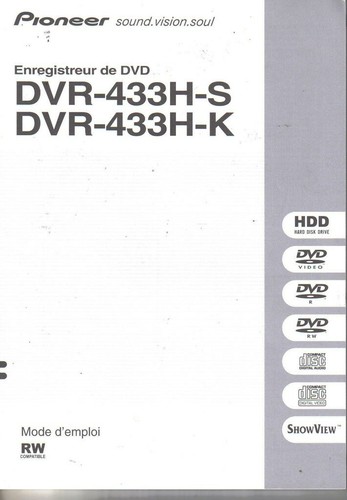 Pioneer dvr 433 france hdd - pioneer, s
