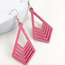 Orecchini donna legno rosa