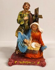 PRESEPE GRUPPO NATIVITÀ SACRA FAMIGLIA CM 18 IN RESINA DECORATA A MANO 