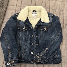 Giacca jeans Replay & Sons foderata in shearling denim ragazzo ragazzo taglia 4 made in ITALY