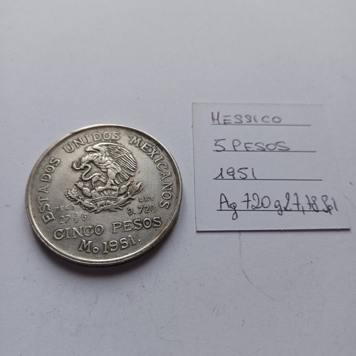 Moneta messico pesos 1951 - messico, 5