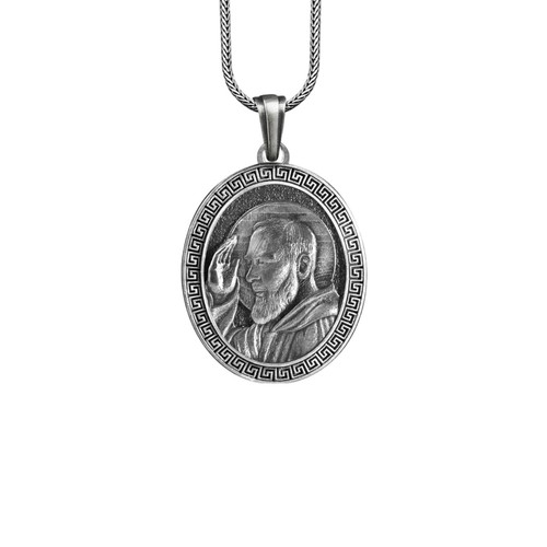 Collana padre pio argento - collana,