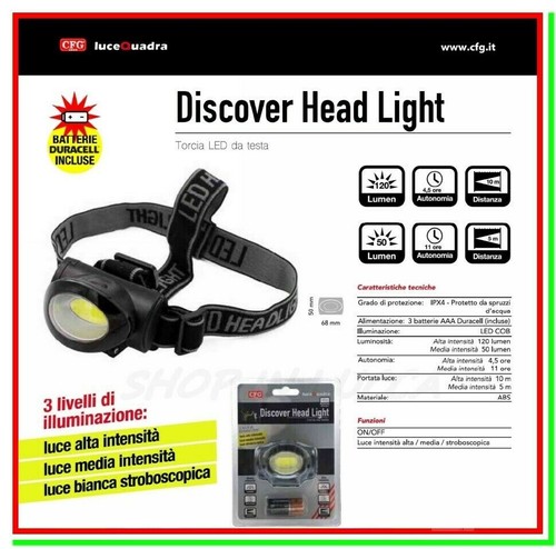 Torcia frontale testa led - torcia,