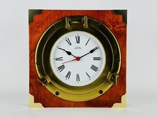 Vintage Orologio Oblò Nautico In Legno E Ottone Decorazione Nave “Royal Marine”