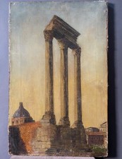 Quadro Antico Grand Tour Foro Romano Firmato