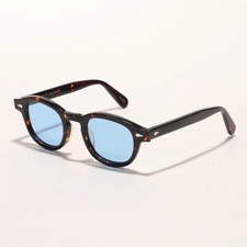 Occhiale Tipo Moscot Lenti Azzurre, Tortoise Medium 46