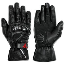 Sport Max Carbon Motorcycle Motorbike Leather Sport Gloves Sonicmoto Black S