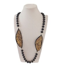 collana lunga pietra dura onice fibra di fico boho chic bigiotteria handmade