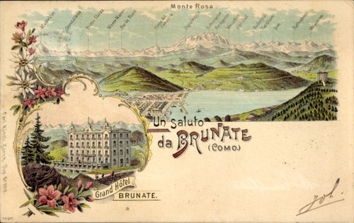 Litografia brunate lago - lago, di