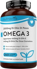 Nutravita Omega 3 2000mg con 660mg EPA e 440mg DHA, 240 Omega 3 Capsule Fish Oil