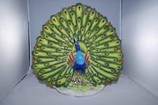 Statuina pavone cosmo - scultura in ceramica dipinta a mano - disp grande e colorata