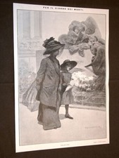 Il giorno dei morti nel 1909 Visita alle tombe Disegno di Rodolfo Paoletti