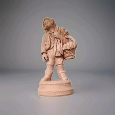 statuetta terracotta lavorata mano VENDITORE CESTO - G. GRASSO RIPOSTO - anni 70