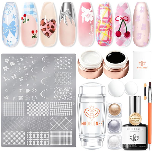 16pcs plaid nail - plaid, stamping