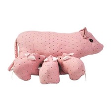Vtg Stuffed Mama Pig Baby