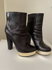 Stivali Rachel Zoe plateau oro pelle nera tacco a blocco misura 10,5