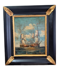 Quadro BATTAGLI dipinto su tela cornice NERA foglia oro  MIS.EST.60X69CM C NERA