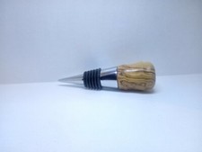 TAPPO PER BOTTIGLIE DI VINO IN LEGNO E CROMO FATTO A MANO IDEA REGALO ORIGINALE