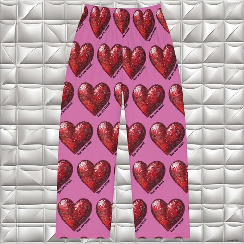 Pantalone rosso stampa cuore - stampa,