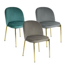 SEDIA IN VELLUTO CON GAMBE IN METALLO ORO POLTRONCINA SALA DA PRANZO CASA DESIGN