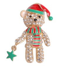 Bellissima spilla orso di Natale in cristallo stile art deco cartone animato regalo