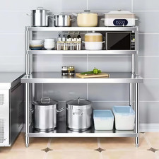 Tavolo da Lavoro con Scaffale in Acciaio Inox 120*160cm, Tavolo la preparazione