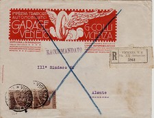 #PUBBLICITARIA - VICENZA "GARAGE VENETO" G. COLLI- BELLA BUSTA VIAGG.1921 RACC.