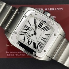 Cartier Santos 100XL W200737G 38 With Card Very Good condition stahl steel 78Blu