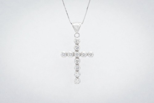 Collana croce oro bianco - oro, kt