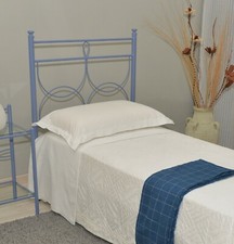 Testata letto singolo in ferro battuto Marianne carta da zucchero blu RAL5014