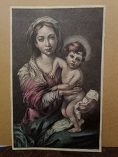 Vecchia Stampa Acquerellata,La Vergine Col Figlio,Cm30/19