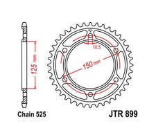 JT Steel Rear Sprocket 525 45T
