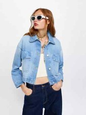 Giacca jeans giubbino corto giubbotto denim trucker donna blu jeans 1269