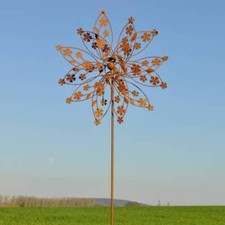 Ruota eolica in acciaio inox mulino a vento fiorito giardino spina da giardin...