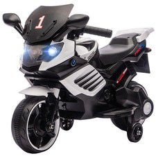 AIYAPLAY Moto per Bambini Elettrica da 6V con Rotelle, Fari e Musiche Bianco