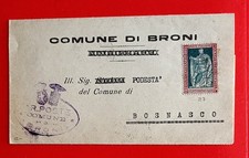 1928 missiva con  francobollo 25 c. emanuele filiberto  da broni a bosnasco inte