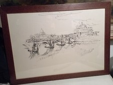 Vecchio Dipinto Scorcio Di Roma