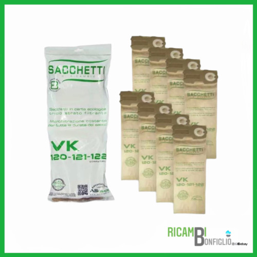 Sacchetti 8pz folletto vk120 - sacchetti,