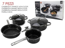 Set Batteria di pentole Antiaderenti Marmorizzate 7 Pezzi in acciaio al carbonio