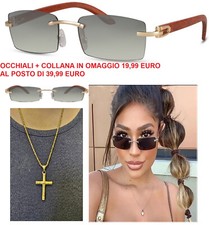 OCCHIALI DA SOLE UOMO DONNA STILE GEOLIER IN OMAGGIO COLLANA CON CIONDOLO