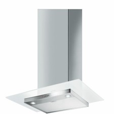 CAPPA PARETE SMEG KFV62DBE 60CM ACCIAIO E VETRO BIANCO 2 LUCI 3 VELOCITÀ 600m3/h