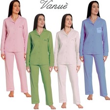 Pigiama donna invernale aperto in caldo cotone giacca con bottoni manica lunga