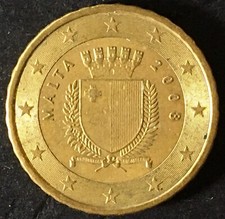 Moneta 10 Centesimi 2008 Malta F nella Stella circolata rara da collezione
