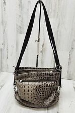 Vintage DUE FRATELLI  Purse Brown Croc Embossed Leather Shoulder Bag Handbag