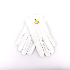 Guanti di pelle Massoneria Azzurra - squadra e compasso in grado di Maestro