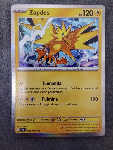 Carta pokemon zapdos - pokemon, holo