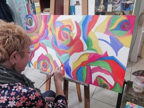 Olio tela astratto - tela, 50x70