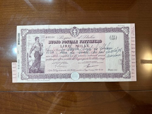Buono postale fruttifero lire - buono,