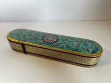 Scatola dipinta a mano miniatura fiori oro contenitore porta gioie penne astucci