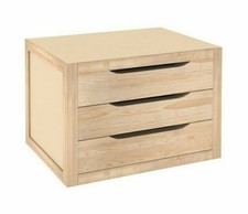 Cassettiera legno Massello Naturale Verniciabile 3 Cassetti Astigarraga 39x30x29